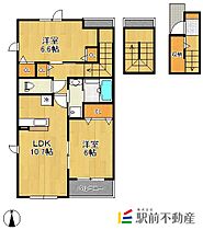 エルデ　トウセン 303 ｜ 福岡県大牟田市唐船66-2（賃貸アパート2LDK・3階・54.61㎡） その2