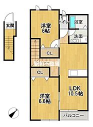 アンジュ 2LDKの間取図画像