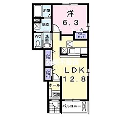 プラシード・パラッツオ 1LDKの間取図画像