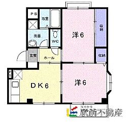 レジデンス田中2 2DKの間取図画像
