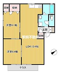 シャルマンメゾンA 2LDKの間取図画像