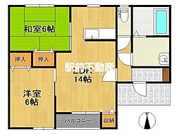ソレイユ1 2LDKの間取図画像
