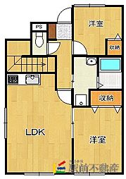 華秀ハイツ 2LDKの間取図画像