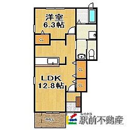 シャルマン壱番館 1LDKの間取図画像