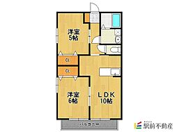 プラネット 2LDKの間取図画像