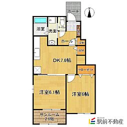 フェリーチェ三本松南 2DKの間取図画像