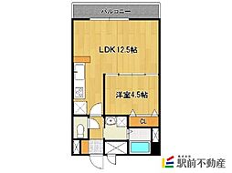 イー・ポプラール2 1LDKの間取図画像