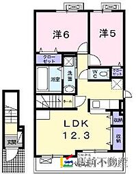 リンデンハウス鳥栖1 2LDKの間取図画像