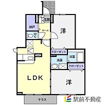 カームミナミI 104 ｜ 佐賀県鳥栖市宿町1141-4（賃貸アパート2LDK・1階・56.83㎡） その2