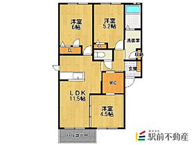 プランドールドミール 102 ｜ 佐賀県鳥栖市弥生が丘4丁目289（賃貸アパート3LDK・1階・64.84㎡） その2