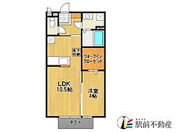 セイシェル大山2 1LDKの間取図画像
