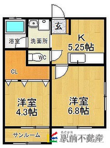 レガーメ 101｜福岡県朝倉市甘木(賃貸アパート2K・1階・40.15㎡)の写真 その2