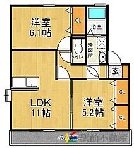 アネックスMII　D棟 210 ｜ 福岡県うきは市浮羽町朝田160-3（賃貸アパート2LDK・2階・55.10㎡） その2