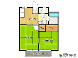 多田ハイツ 2DKの間取図画像