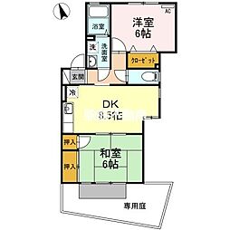 クィーンズタウンT&T2 2DKの間取図画像