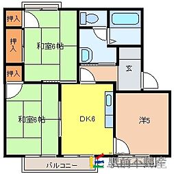 タウニィ大保A 3DKの間取図画像