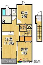 ストロベリーフィールズB 203 ｜ 福岡県久留米市田主丸町田主丸455-33（賃貸アパート2LDK・2階・58.21㎡） その2