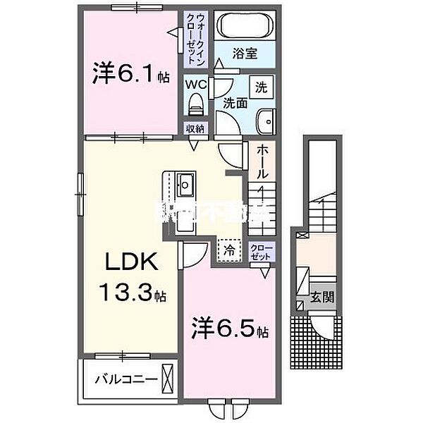 シャンベルジュ　依井I 204｜福岡県朝倉郡筑前町依井(賃貸アパート2LDK・2階・59.55㎡)の写真 その2