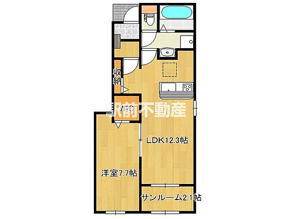 カーサ・フォレスタ　C 101｜福岡県朝倉郡筑前町高田(賃貸アパート1LDK・1階・50.14㎡)の写真 その2