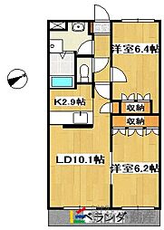 ピアコートK.S.R 2LDKの間取図画像