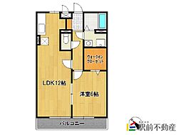 セイシェル大山B 1LDKの間取図画像