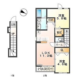 センターハウス壱 2LDKの間取図画像