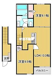ソラーナ・ウキハI 2LDKの間取図画像