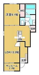 ソラーナ・ウキハIII 1LDKの間取図画像