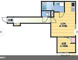 西鉄天神大牟田線 櫛原駅 徒歩3分の賃貸アパート 2階1LDKの間取り