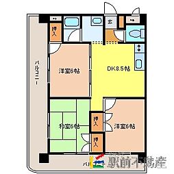 メゾン原2 3DKの間取図画像