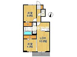 ロイヤルタウン上峰 B 2LDKの間取図画像