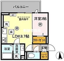 Augusta 110 ｜ 福岡県久留米市津福本町634-1（賃貸アパート1LDK・1階・30.30㎡） その2