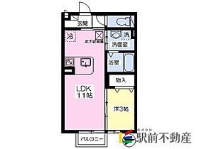 ロイヤルレセンテB 207 ｜ 福岡県久留米市上津町2046-1（賃貸アパート1LDK・2階・33.54㎡） その2