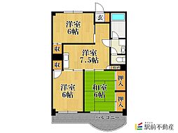 レジデンス花畑南 3DKの間取図画像
