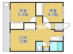 組坂ビル8 2LDKの間取図画像