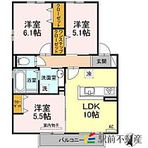 セントラルパークII 203 ｜ 福岡県久留米市国分町1907-10（賃貸アパート3LDK・2階・62.10㎡） その2