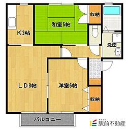 サンガーデン西牟田 2LDKの間取図画像