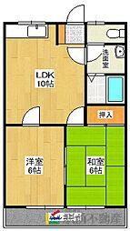 クレオコーポ 2LDKの間取図画像