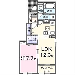 グリチーネの森 1LDKの間取図画像