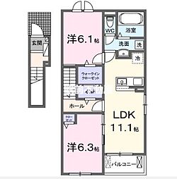 グリチーネの森 2LDKの間取図画像