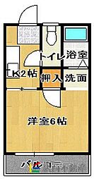 コーポSUN西 1Kの間取図画像