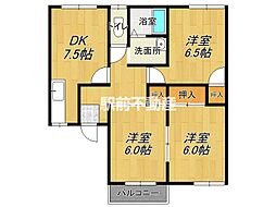 入口ハイツA 3DKの間取図画像