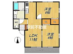 花みず樹C 2LDKの間取図画像