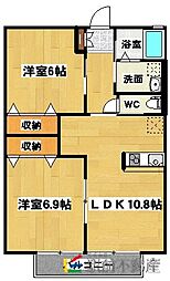 エスポワールA 2LDKの間取図画像