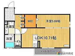 ハミングバード牛島 1LDKの間取図画像