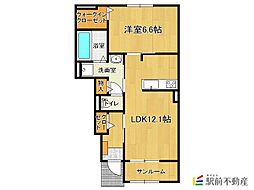 アルモニー弍番館 1LDKの間取図画像