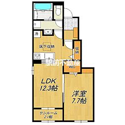 アル・ビラージュII 1LDKの間取図画像