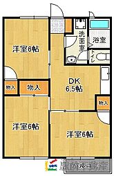 オークヒルズC 3DKの間取図画像