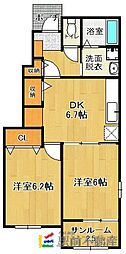 アトレ神埼2 2DKの間取図画像