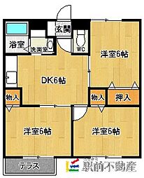 パークサイドB 3DKの間取図画像
